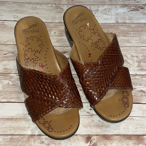 Dansko Woven Leather Sandal 2” Clogs Brown Size 37 NWOB - Picture 8 of 10